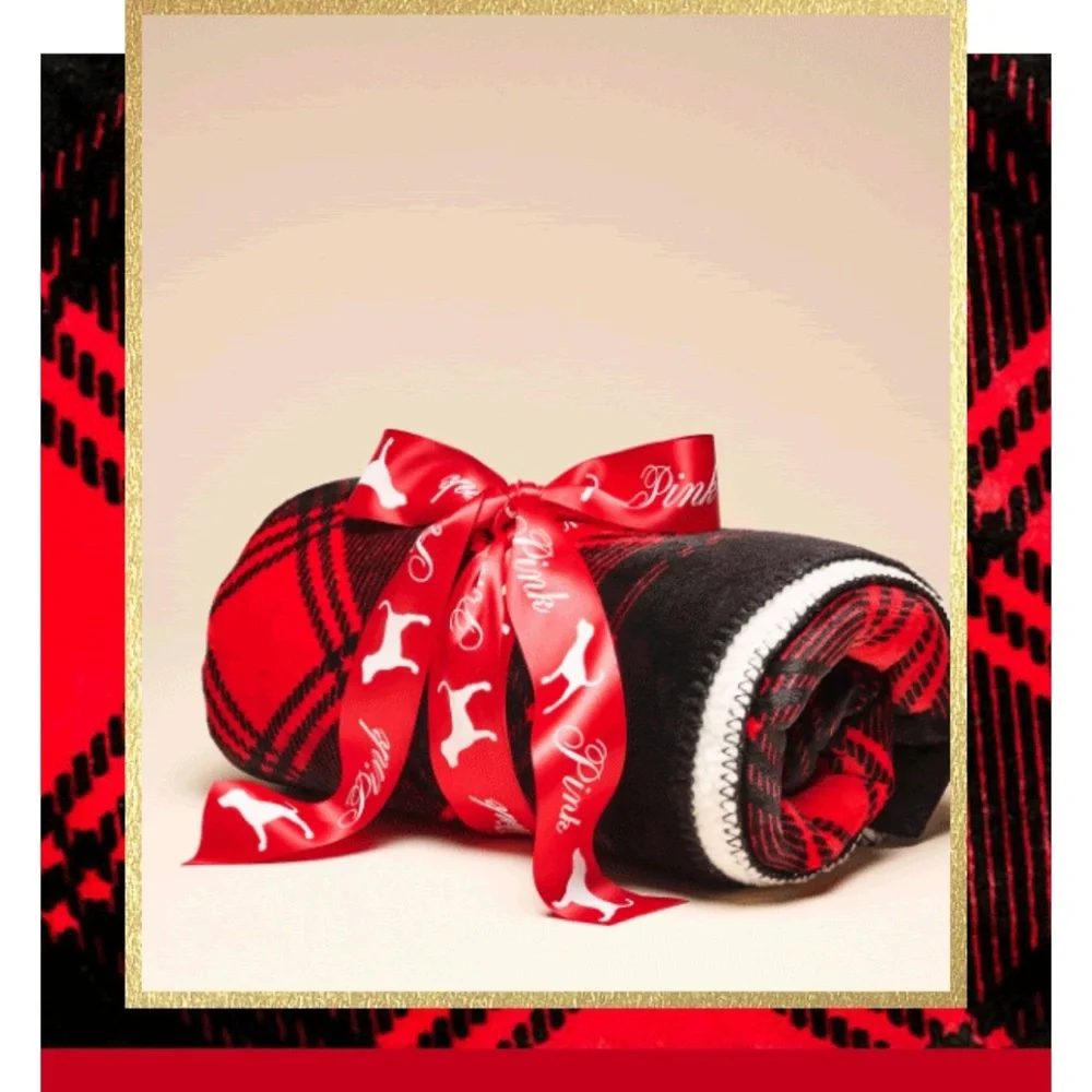PINK Red and Black Plaid Cozy Blanket